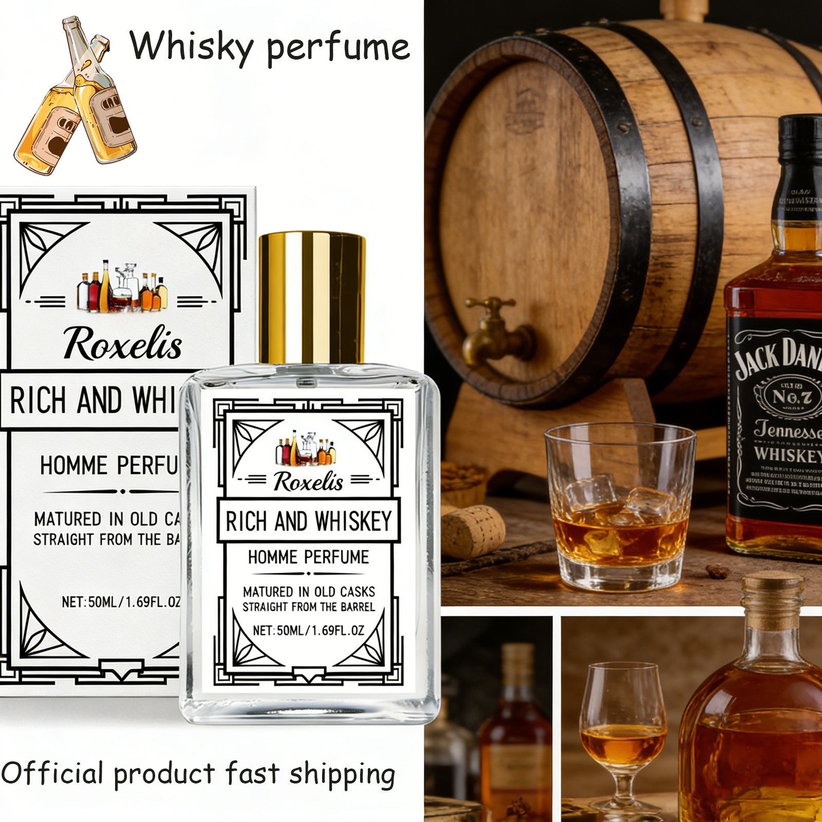 Perfume Adrien Fragrance - Perfume Masculino Roxelis 50ml Charm Whisky,