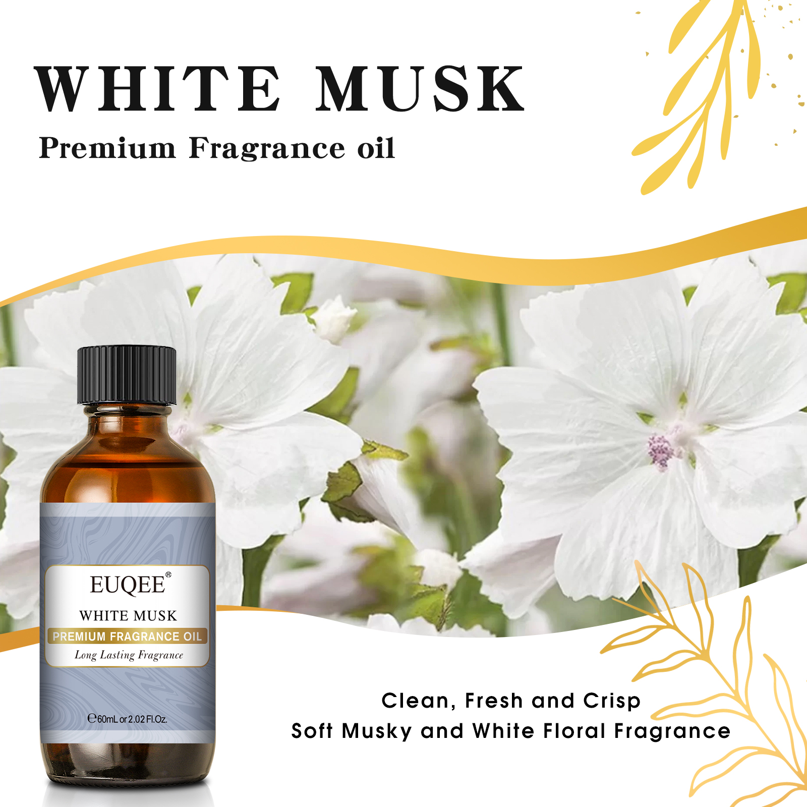 Euqee 60ml óleo de fragrância  - Musk White Oil avaliação e preço