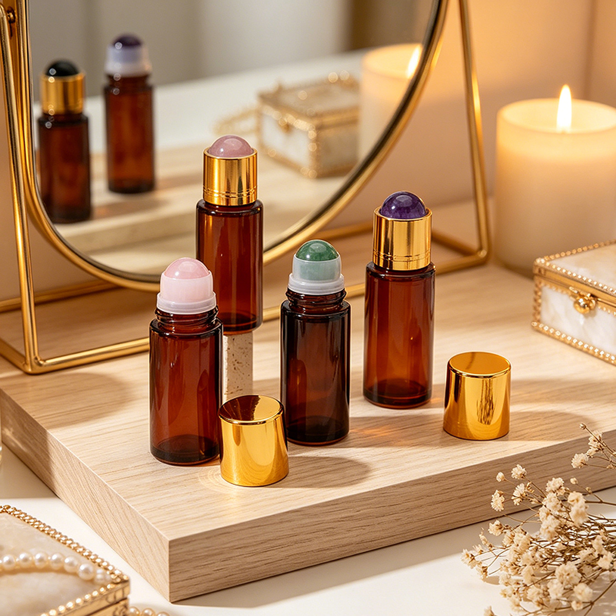Frasco roll-on de vidro âmbar  - Attar Oil Roll On avaliação e preço